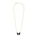 Van Cleef & Arpels 18k Yellow Gold Lapis Lazuli + Diamond Butterfly Necklace // Pre-Owned