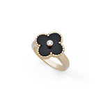 Van Cleef & Arpels 18k Yellow Gold Diamond + Onyx Alhambra Ring // Ring Size: 6 // Pre-Owned