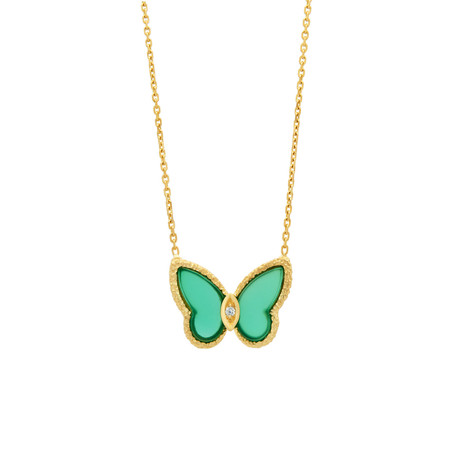 Van Cleef & Arpels 18k Yellow Gold Diamond Butterfly Necklace // Pre-Owned