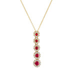 Estate 18k Yellow Gold Diamond + Ruby Necklace // Pre-Owned