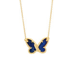 Van Cleef & Arpels 18k Yellow Gold Lapis Lazuli + Diamond Butterfly Necklace // Pre-Owned