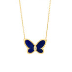 Van Cleef & Arpels 18k Yellow Gold Lapis Lazuli + Diamond Butterfly Necklace // Pre-Owned