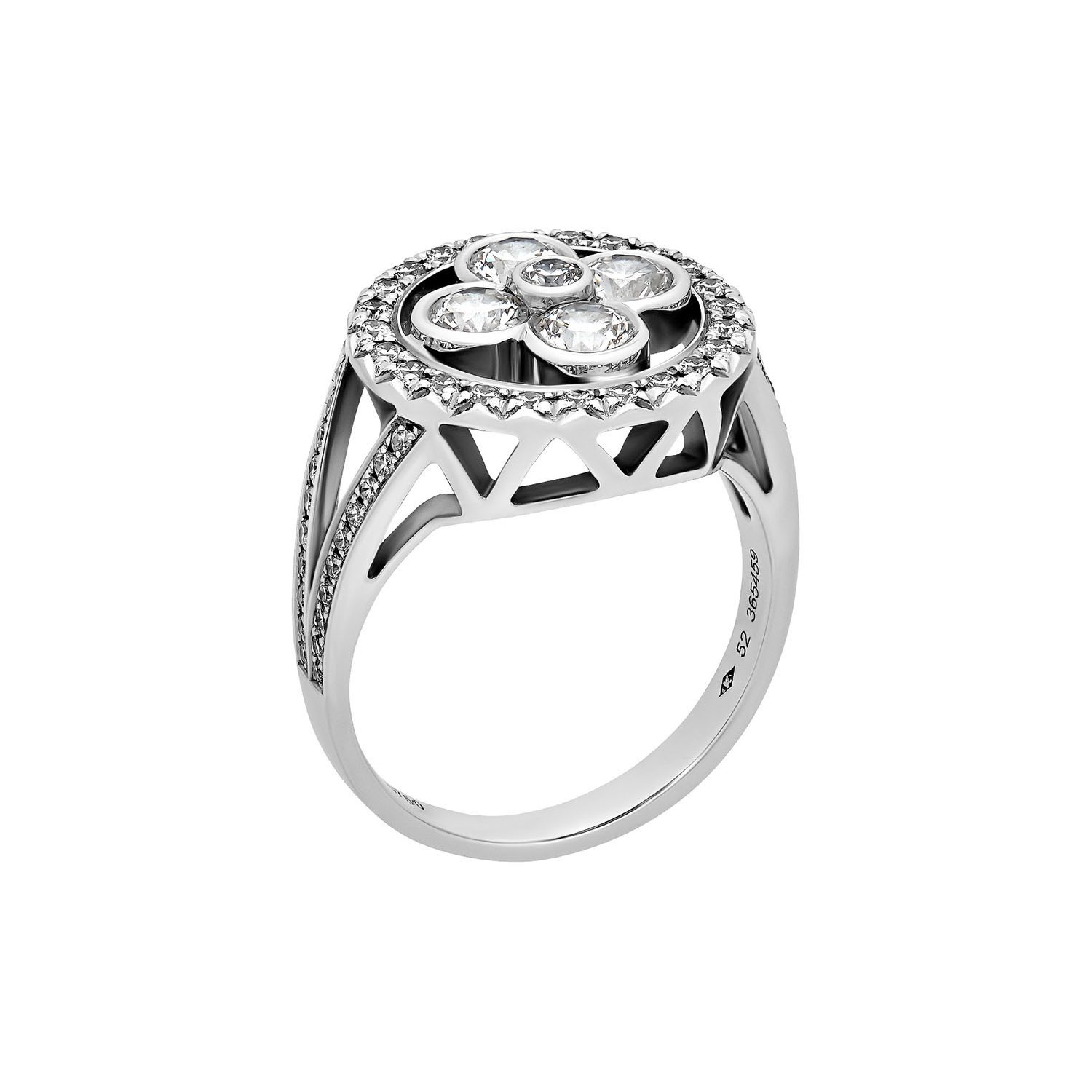Louis Vuitton 18k White Gold Monogram Forever Diamond Ring // Ring