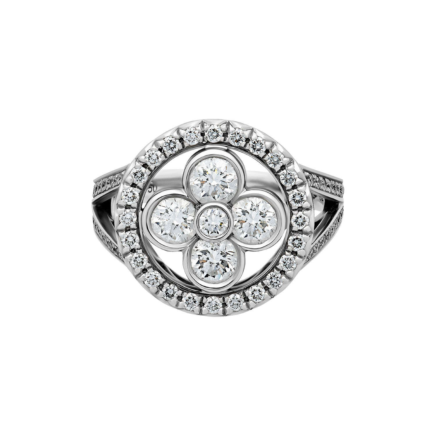Louis Vuitton 18k White Gold Monogram Forever Diamond Ring // Ring Size: 6 // Pre-Owned - Luxury ...