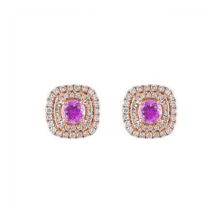 Estate 18k Rose Gold Pink Sapphire Earrings // Pre-Owned