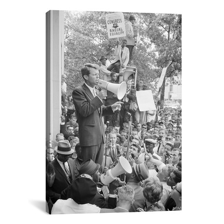 Robert F Kennedy Speaking At A Congress Of Racial Equality Rally // John Parrot (12"W x 18"H x 0.75"D)