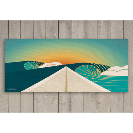 "The Search (Shortboard Perspective)" Wood Print (25”W x 10”H x 0.75"D)