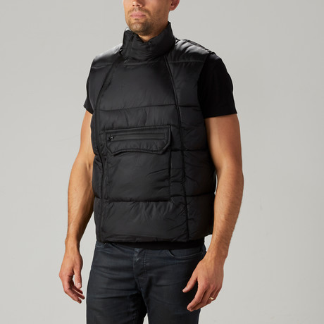 Puffer Side Zip Vest // Black (S)