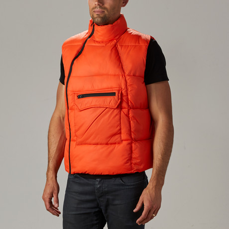 Puffer Side Zip Vest // Orange (2XL)