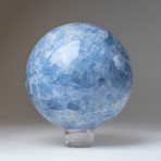 Blue Calcite Sphere + Acrylic Display Ring