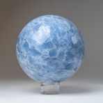 Blue Calcite Sphere + Acrylic Display Ring