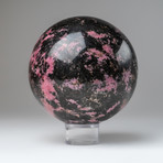 Imperial Rhodonite Sphere + Acrylic Display Ring