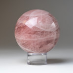 Rose Quartz Sphere + Acrylic Display Ring