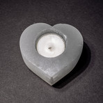 Genuine Polished Heart-Shaped Cats-Eye Selenite Candlestick Holder