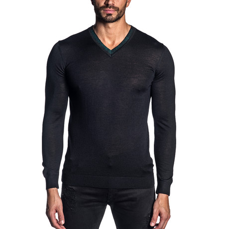 Joshua Knit V-Neck Sweater // Black (S)