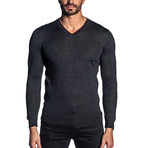 Joshua Knit V-Neck Sweater // Charcoal (2XL)