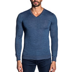 Joshua Knit V-Neck Sweater // Blue (L)