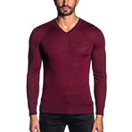 Joshua Knit V-Neck Sweater // Wine (L)