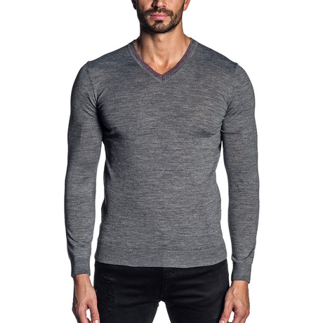 Joshua Knit V-Neck Sweater // Gray (S)