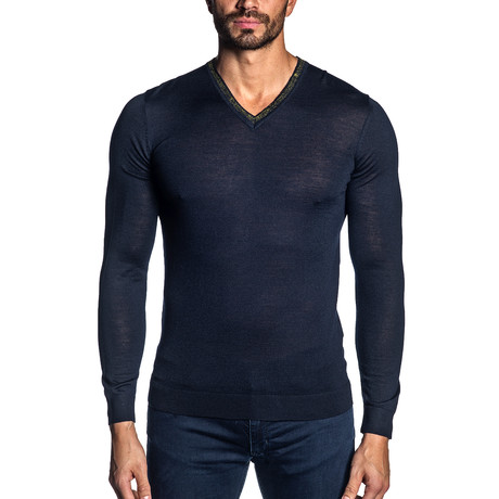 Joshua Knit V-Neck Sweater // Dark Navy (S)