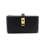 Women's Amber Plain Calf Leather Wallet // Black