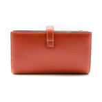 Women's Amber Plain Calf Leather Wallet + Keyhole Clasp // Red