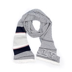 Men's Two-Tone Wool Blend Scarf + Dash Pattern // Gray + Yellow