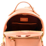 Women's Calf Leather Striped Backpack // Glossy Pink