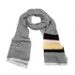 Men's Two-Tone Wool Blend Scarf + Dash Pattern // Gray