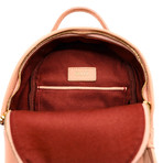 Women's Calf Leather Striped Backpack // Glossy Pink