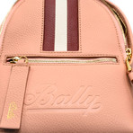 Women's Calf Leather Striped Backpack // Glossy Pink