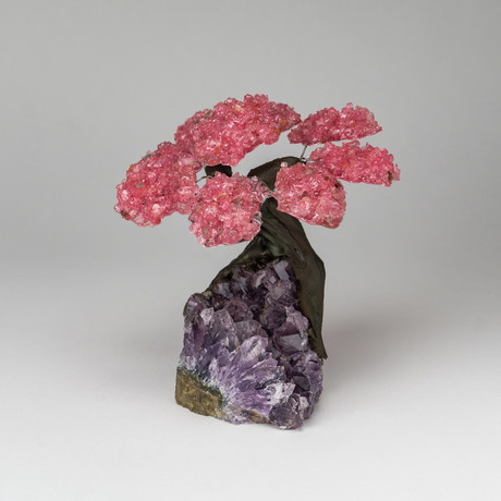 The Love Tree // Rose Quartz Clustered Gemstone Tree + Amethyst Matrix // Medium