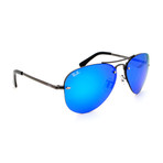 Unisex RB3449-455 Aviator Sunglasses // Gunmetal + Blue Mirror