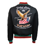 MA-1 Colorblock "USA Eagle" Jacket // Black (2XL)