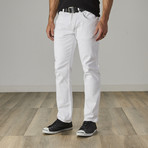 Men's Classic Belted Work Jeans // White (30WX32L)