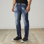 Men's Washed Slim Fit Jeans // Dark Indigo (36WX30L)