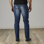 Men's Washed Slim Fit Jeans // Dark Indigo (38WX32L)