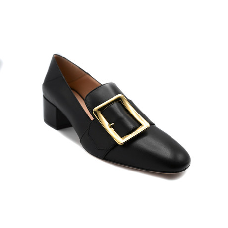 Women's Janelle Calf Leather Heeled Slip-On Pumps // Black (US: 4.5)