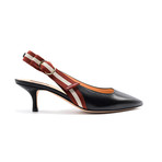 Women’s Calf Leather Heeled Slingback Pumps // Black (US: 4.5)