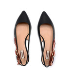 Women’s Calf Leather Heeled Slingback Pumps // Black (US: 4.5)