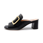 Women's Janaya Calf Leather Backless Mule Sandals // Black (US: 4.5)