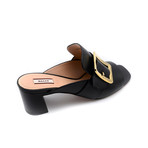 Women's Janaya Calf Leather Backless Mule Sandals // Black (US: 4.5)