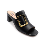 Women's Janaya Calf Leather Backless Mule Sandals // Black (US: 4.5)