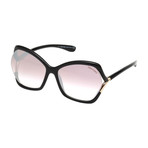 Tom Ford // Women's Astrid Sunglasses // Shiny Black + Mirrored Violet