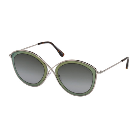 Tom Ford // Women's Sascha Sunglasses // Silver Green + Smoke Gradient