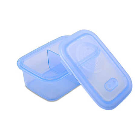 Minimal Silicone Container + Divider // Set Of 2 // Blue (23.7oz)