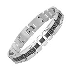 Two-Tone Stainless Steel Bracelet // Silver + Black