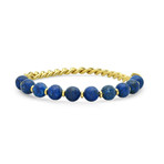 Lapis + 18K Gold Plated Beaded Bracelet // Blue + Yellow