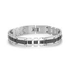 Two-Tone Stainless Steel Bracelet // Silver + Black