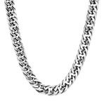 Stainless Steel Cuban Link Chain Necklace // Oxidized Silver